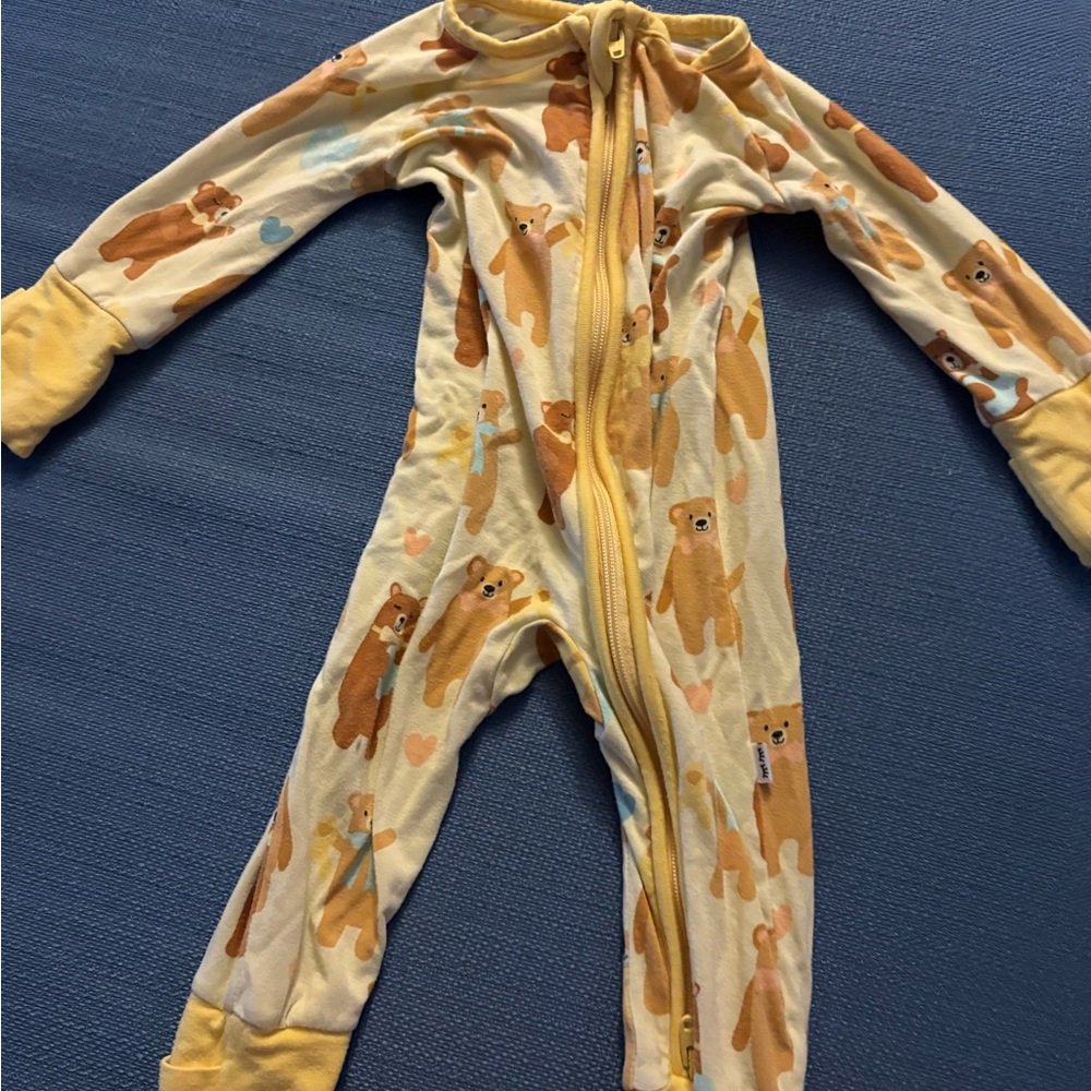 Little Sleepies Yellow Bear Print Footie